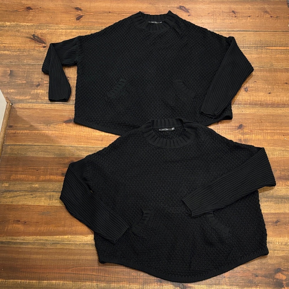 Doe & Rae Black Textured Knit Sweater